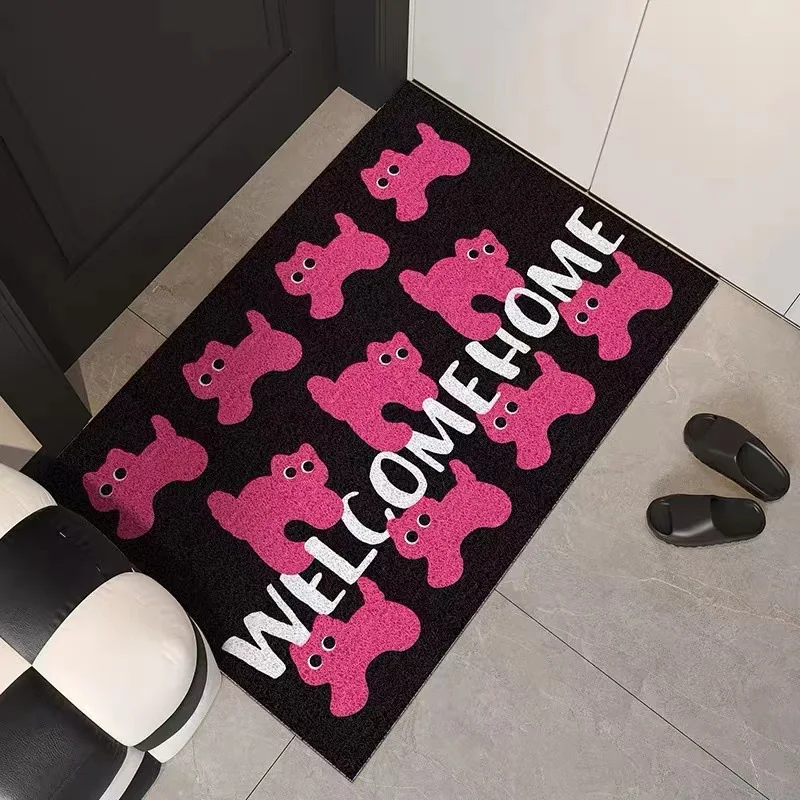 Cool Pink Cat Entrance Doormat Anti-slip PVC Floor Mats Ins Style Entry Porch Hallway Entryway Home Decor Dust Removal Carpet