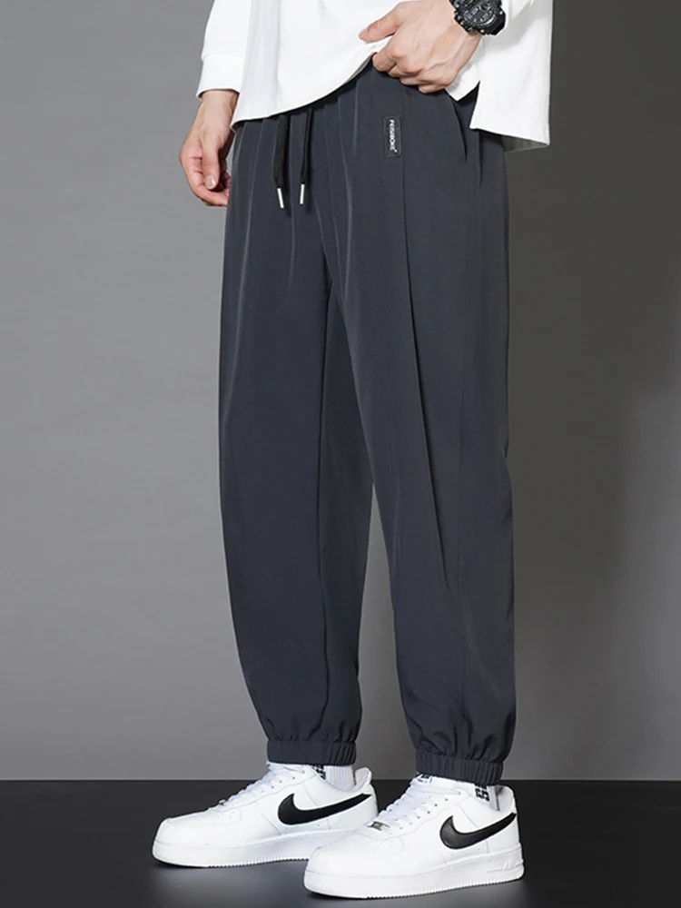 Eisseide Herren Sommer Dünn Lose Übergröße Lässige Sporthose Qui Dry Lange Hose Atmungsaktive Polyesterfaser Mittlere Taille