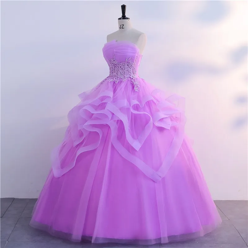 Ashley Gloria Strapless Party Dress Classic Purple Quinceanera Dresses Real Photo Ball Gown Customize Color Prom Gowns