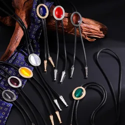 Bolo Tie for Women Men Vintage Crystal Oval Shirt Bowtie Western Cowboy Necktie Luxulry Fashion Jewelry Accessories
