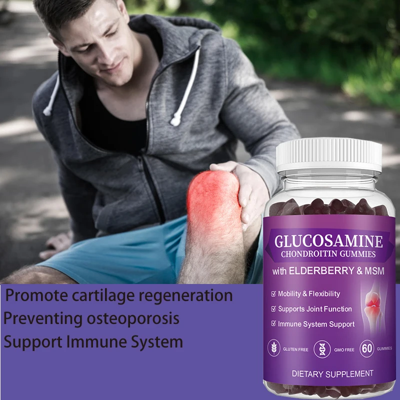 

2 bottles Glucosamine chondroitin gummies Promote cartilage regeneration Preventing osteoporosis lmmune System Support