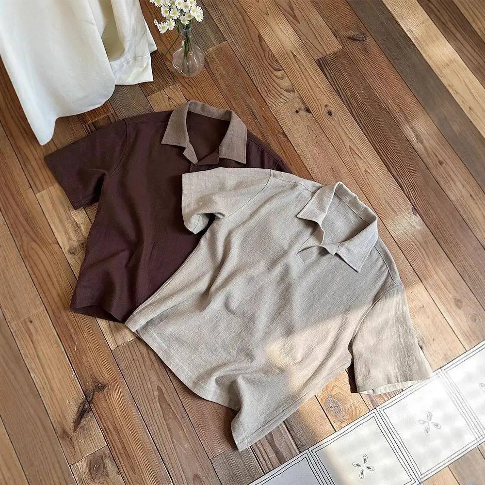 

Casual Cotton Linen Blend Short Sleeve Shirt Breathable Comfortable Lightweight Classic Style Men's Summer Top