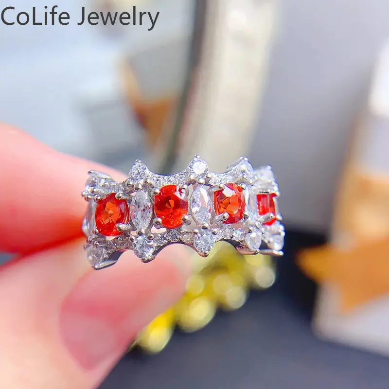 

Real 925 Silver Ruby Ring 3mm*4mm Total 0.6ct Natural Ruby Ring for Party 18K Gold Plating Ruby Ring