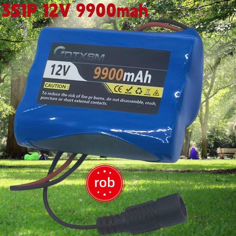 

NEW 3S1P 12V protection plate 9900mAh battery pack 12V 9900mAh 18650 lithium ion DC 12.6V super rechargeable battery+