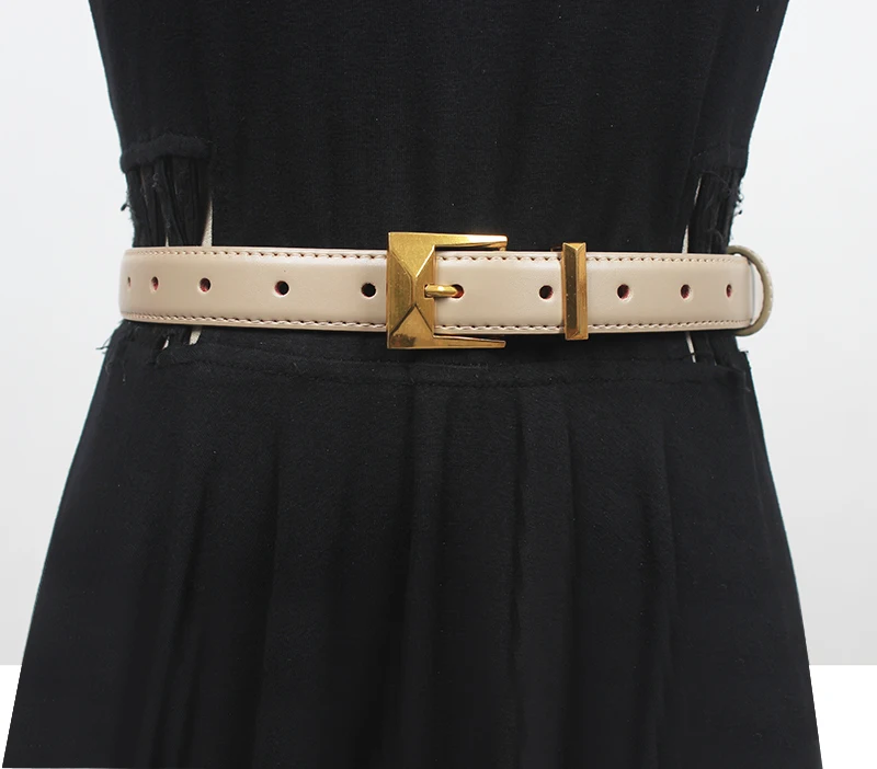 

Women's Runway Fashion Genuine Leather Cummerbunds Female Dress Corsets Waistband Belts Decoration Narrow Belt R2121