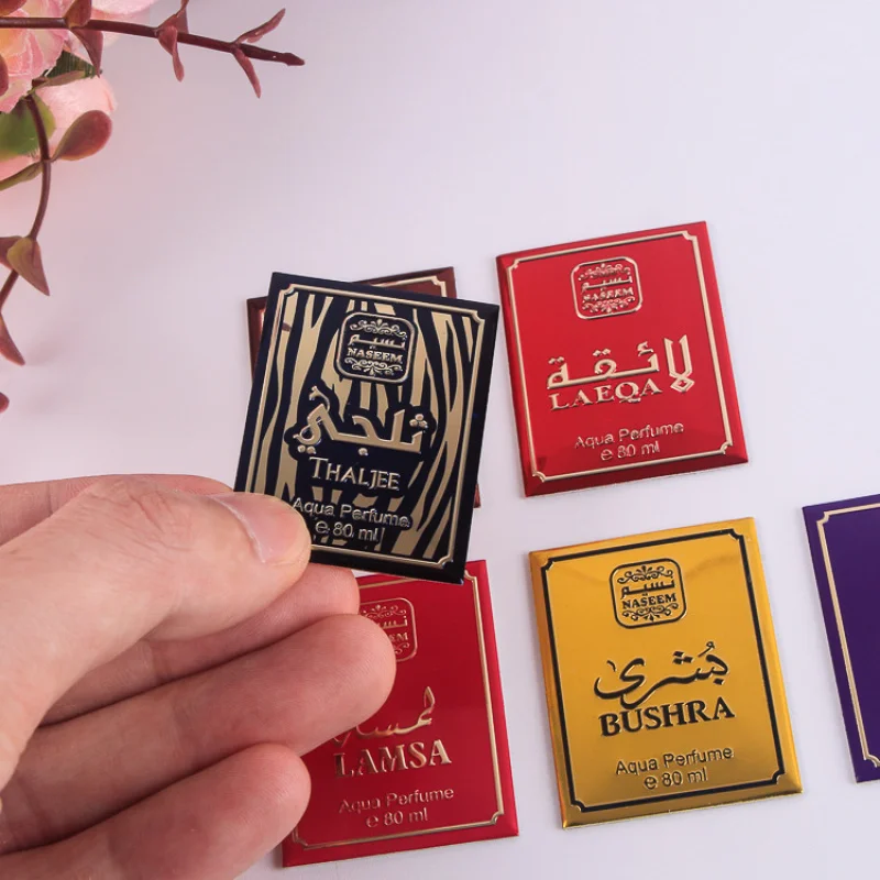 ปรับแต่ง. โรงงานขายตรงขวดน้ําหอมแผ่นโลหะผลิตภัณฑ์บํารุงผิวป้ายปั๊มผ้าไหมหน้าจอ High-en