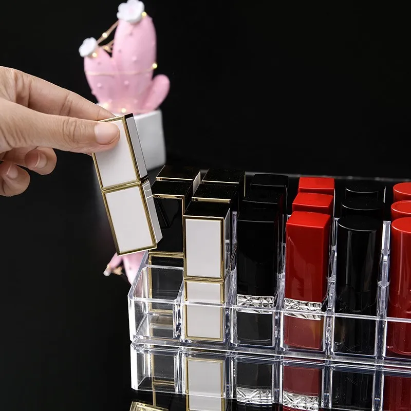 Hot Sale Transparent 12 Grids Acrylic Makeup Organizer Lipstick Holder Display Rack Case  Make Up Organizer Tool