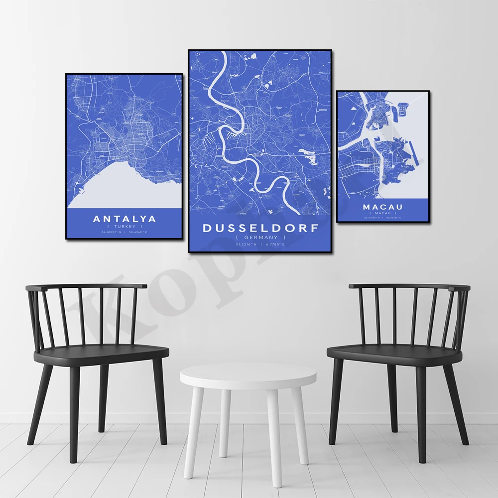 ماكاو شنتشن هيراكليون دينباسار دوسلدورف قوانغتشو المدينة المنورة شارع أنطاليا خريطة السفر الرئيسية الجدار ملصق فني
