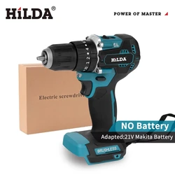 HILDA 21V Multi Functional Lithium Electric Impact Drill Cordless Electric Screwdriver Power Tools 20+1 Torque Without Battery