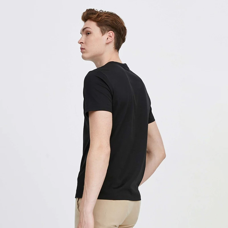 Luxury Black Straight Leg Cotton T-Shirt Short Sleeve round Neck Pure Combed Cotton Slim Fit Summer New Style DOLCA HOMME