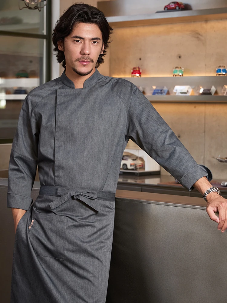 Abrigo de Chef clásico para hombres y mujeres, uniforme de Catering de camarero de cocina de Hotel de manga larga con logotipo personalizado