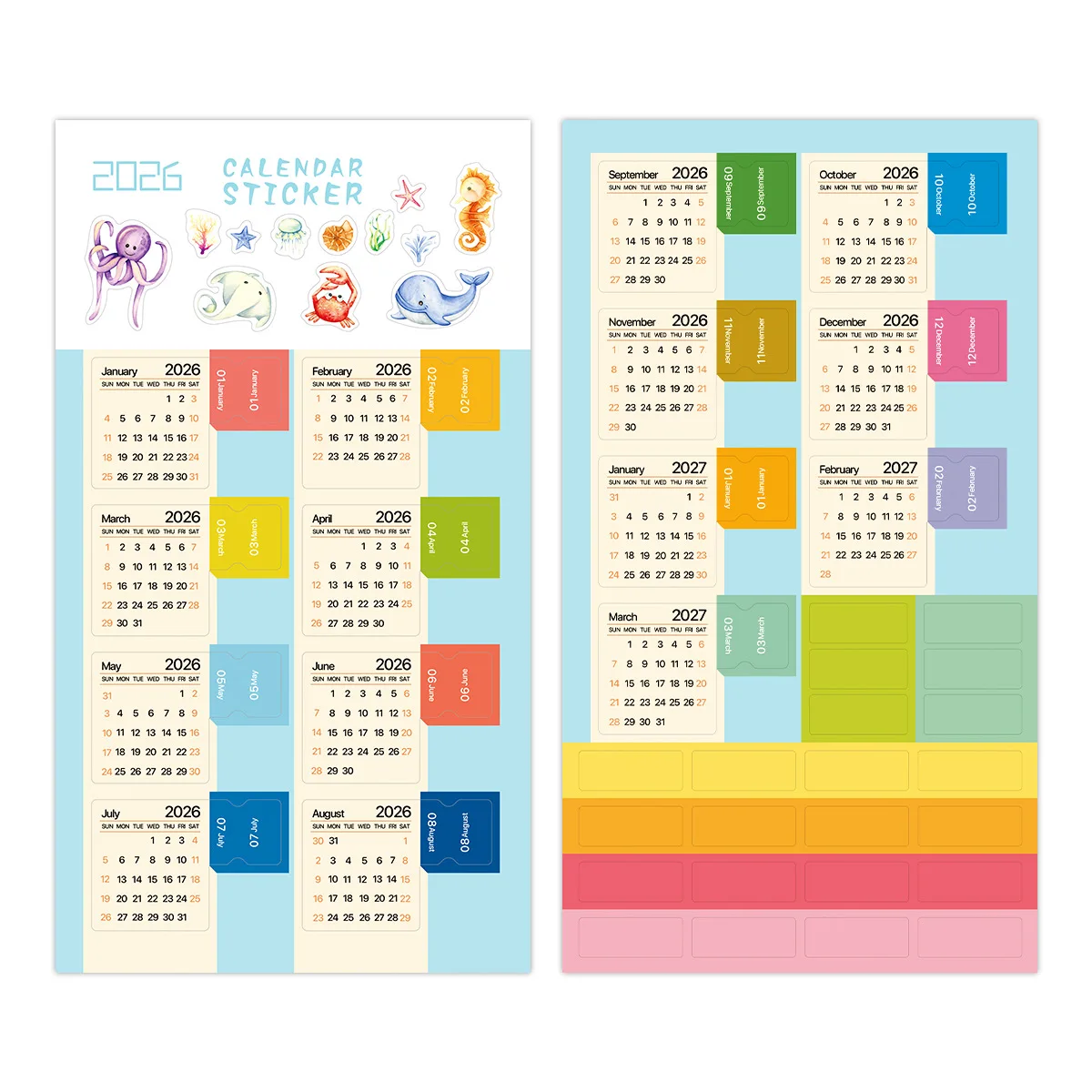 

Adhesive Divider Tabs Decorative Calendar Stickers Year Calendar Index Stickers Colorful Notebook Stickers For Notebooks Gifts