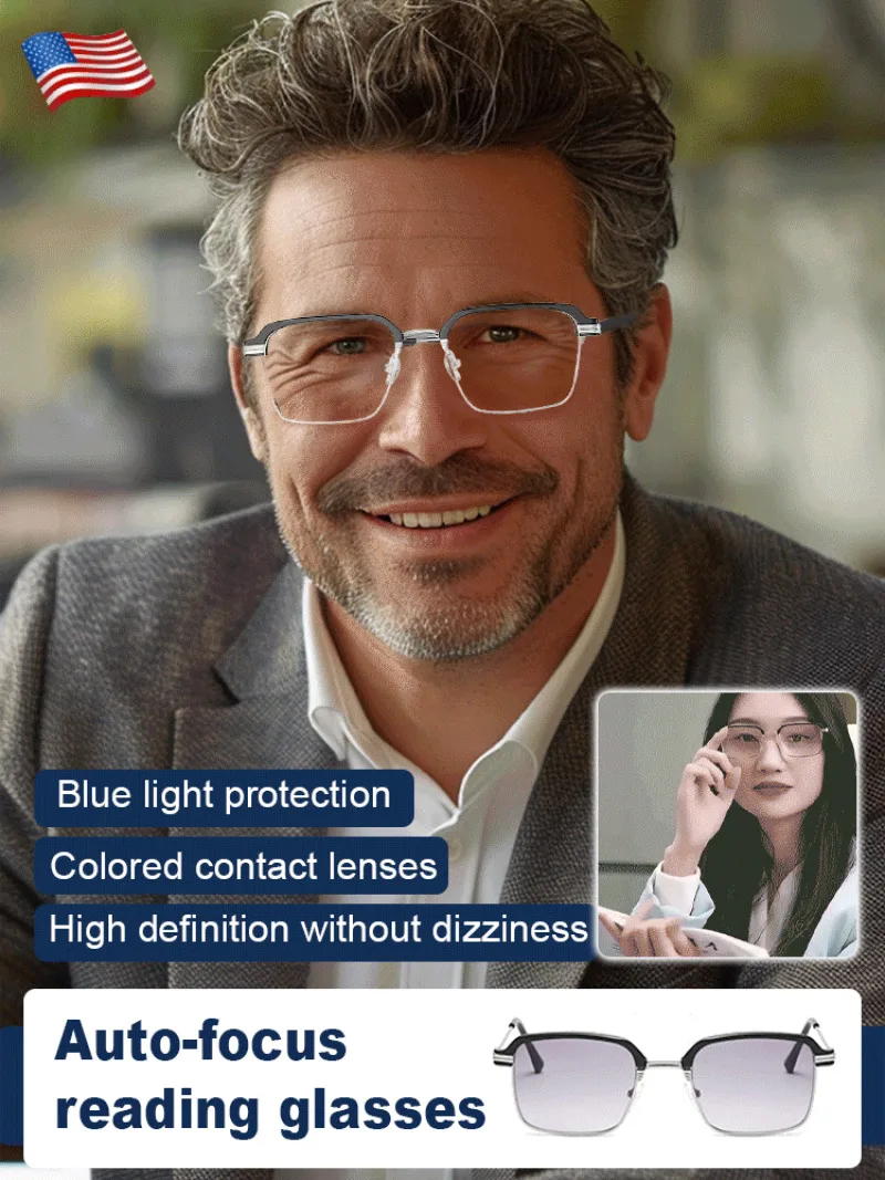 

Удобные очки для пресбиопии с многофункциональными линзами с автофокусом, очки для чтения с блокировкой УФ-излучения высокой четкости в оправе для бровей