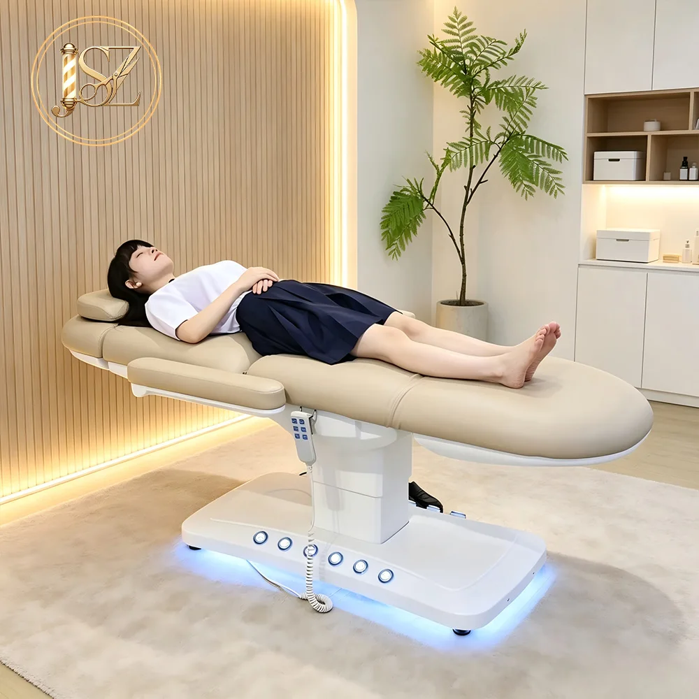 3 Motor Powered Reclining Beauty Bed Medical Exam Tattoo Spa Cosmetic Facial Treatment Bed