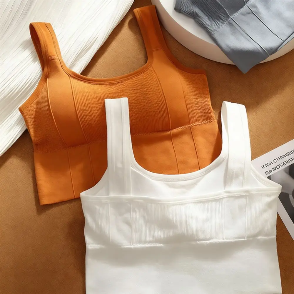 Stretchy Padded Crop Top Breathable Racerback Bandeau Bra Daily Comfort Undershirt Aesthetic Youth Summer Sporty Tube Vest