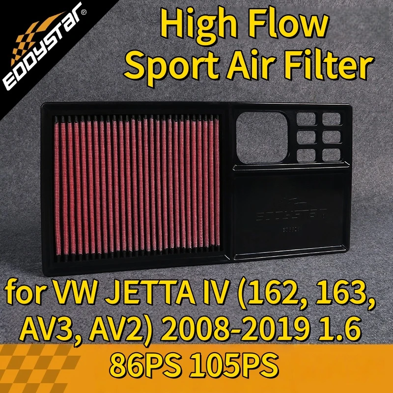 

High Flow Sport Air Filter for VW JETTA IV (162, 163, AV3, AV2)(01.2008-12.2019) 1.6 86PS 105PS Washable Racing Intake Filters