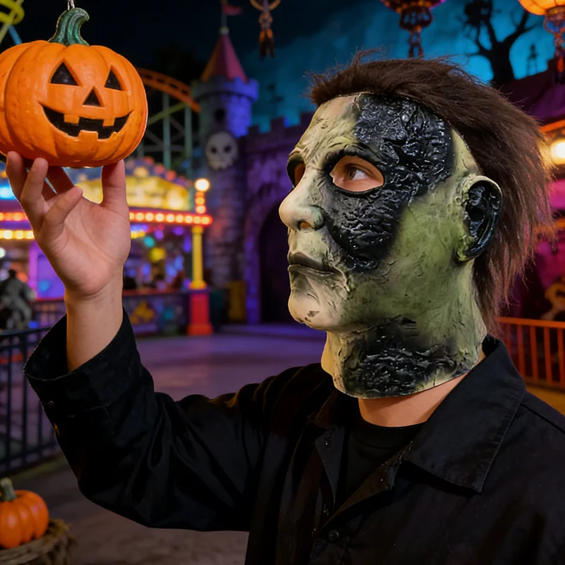 

Новая маска Майкла Майерса для фильма ужасов, латексный шлем на все лицо, реквизит для косплея, костюм убийцы, аксессуар для вечеринки на Хэллоуин