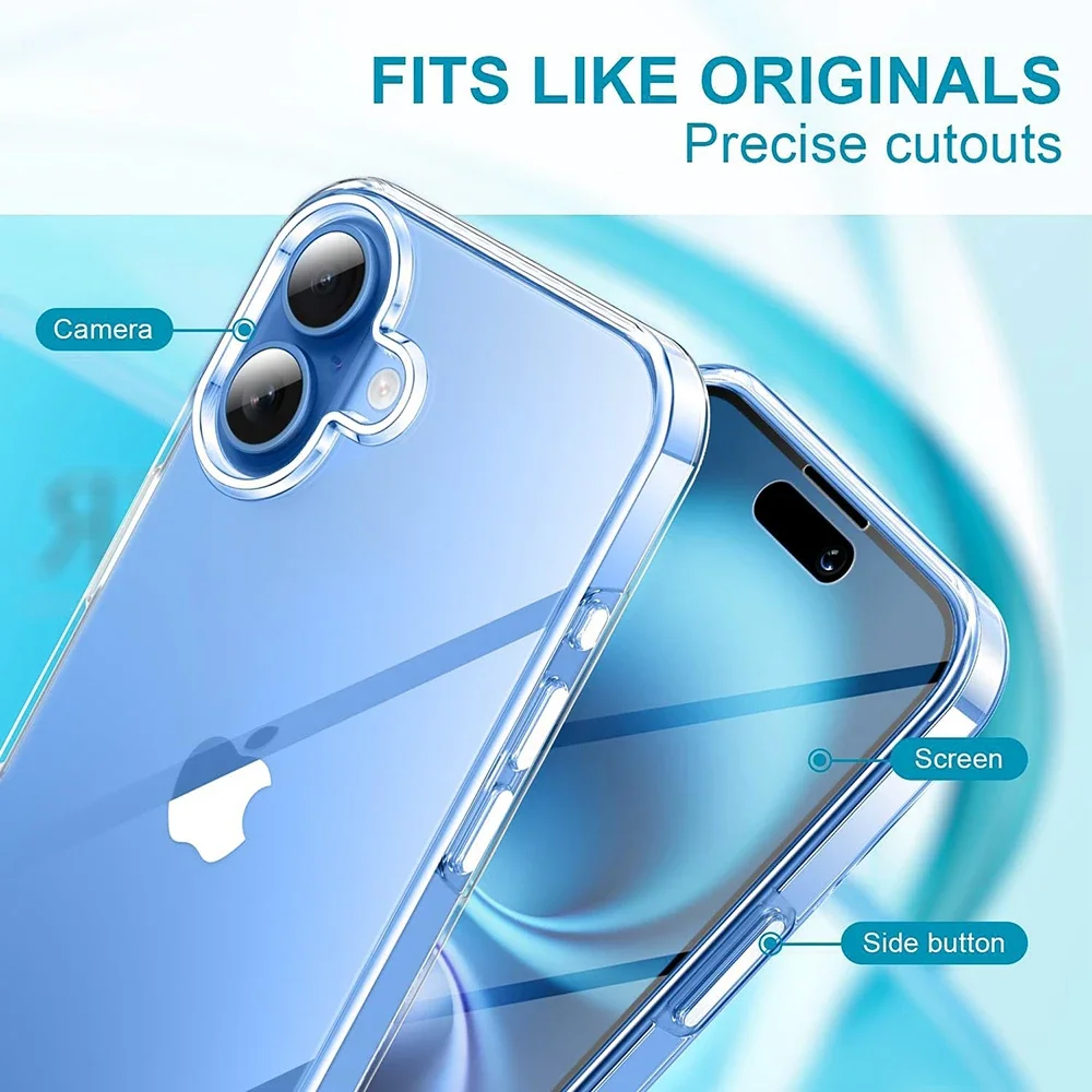 360 °   Funda protectora de cuerpo completo para iPhone 16, 15, 14, 13, 12, 11 Pro Max Plus Mini, cubierta dura transparente híbrida, carcasa suave de silicona