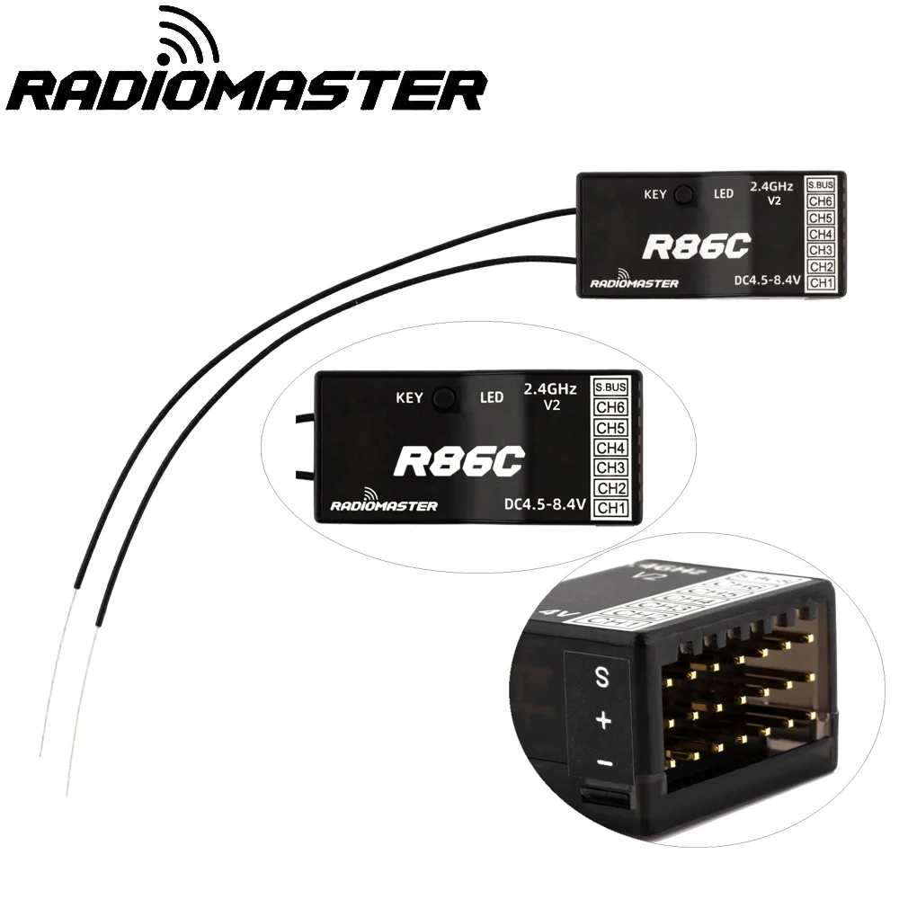 Radiomaster R81 R84 R86 R86C R88 V2 4.5-6V 2.4Ghz 4Ch/6Ch/8Ch Receiver SBUS RSSI V2.0 For FRSKY D8 D16 TX16S SE RC FPV Drones