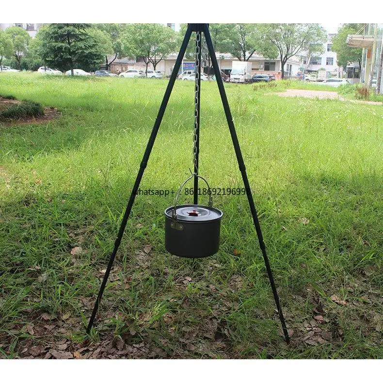 Outdoor Campfire Stand Camping Hanging Pot Tripod Stand Barbecue Fire Portable Folding Tripod Retractable Camping Stove