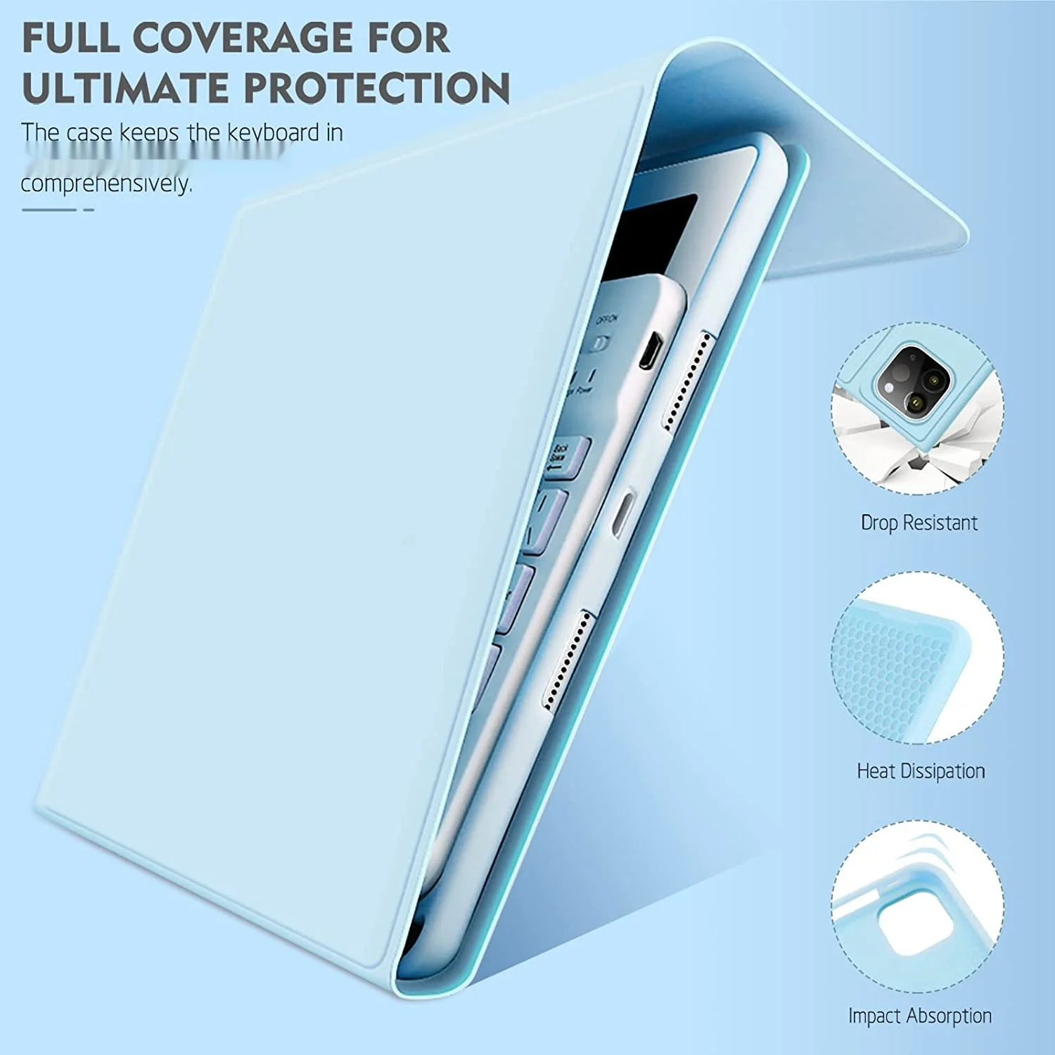 iPad-Lederhülle mit Bluetooth-Tastatur und Maus, Folio-Standfunktion für 10,2, 10,5, 10,9 und 11 Zoll iPads – Detail 3