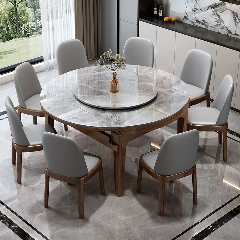 Meja makan besar fungsional putih dapat diperpanjang meja makan dapur Modern kayu lipat Nordic Mesa Comedor furnitur rumah