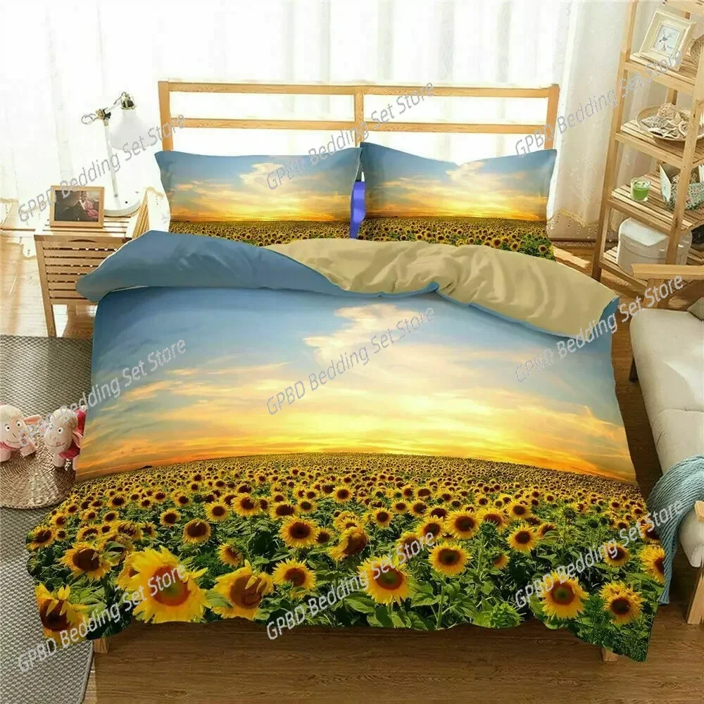 

Floral Yellow Flowers Sunflower Bedding Set 3D Printed Suitable for Bedroom Duvet Cover Set With Pillowcases Kids Home Textile