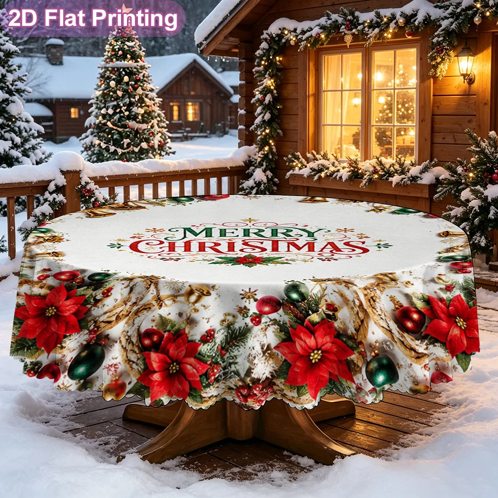 Aliexpress 1 round tablecloth, indoor and outdoor - elegant wreath with "Merry Christmas" design - Aliexpress Deal