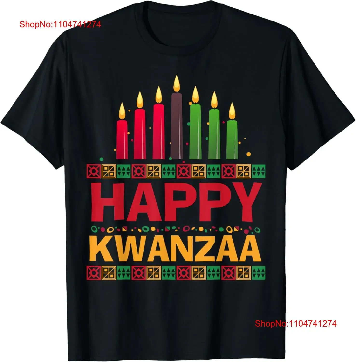تي شيرت Happy Kwanzaa Kinara Seven Candles للعطلات الأمريكية الأفريقية تي شيرت عتيق مغسول وممتد ملابس غير رسمية ناعمة