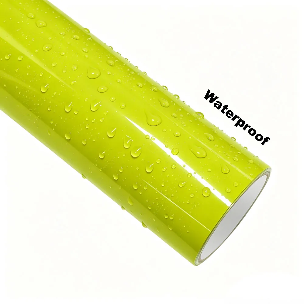 Green Yellow PVC Car Vinyl Wrap Film with PET Release Liner Air‑Channel Bubble Free Self‑Adhesive Color Change Decal Sticker