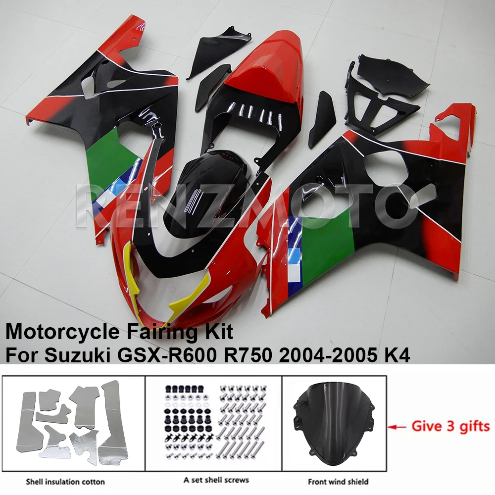 

Motorcycle Set Body Kit Fairing For Suzuki GSX-R600 R750 2004 2005 K4 K5 Plastic AInjection Bodywork S0604-139a