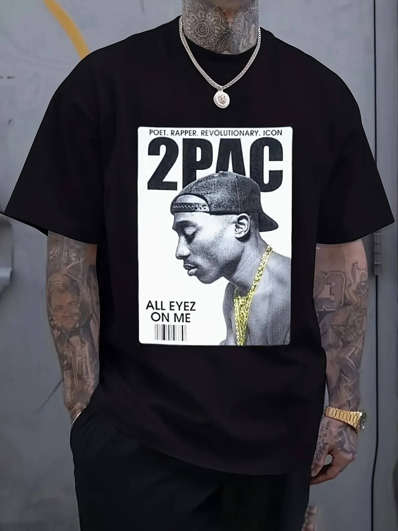 توباك شاكور تي شيرت 2Pac فقط الله يمكن أن يحكم علي شعار رسمي للسيدات صغار مناسب أسود مقاس L 100% قطن ملابس الشارع الشهير جودة عالية