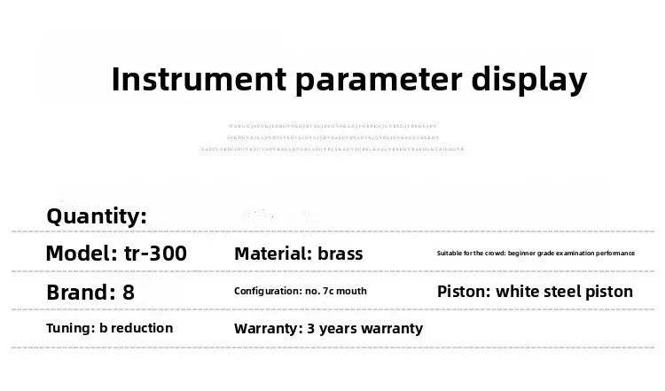 트럼펫 악기, B♭조 삼음 트럼펫, 초보자 연주 시험 밴드 교육용 서양 음악
