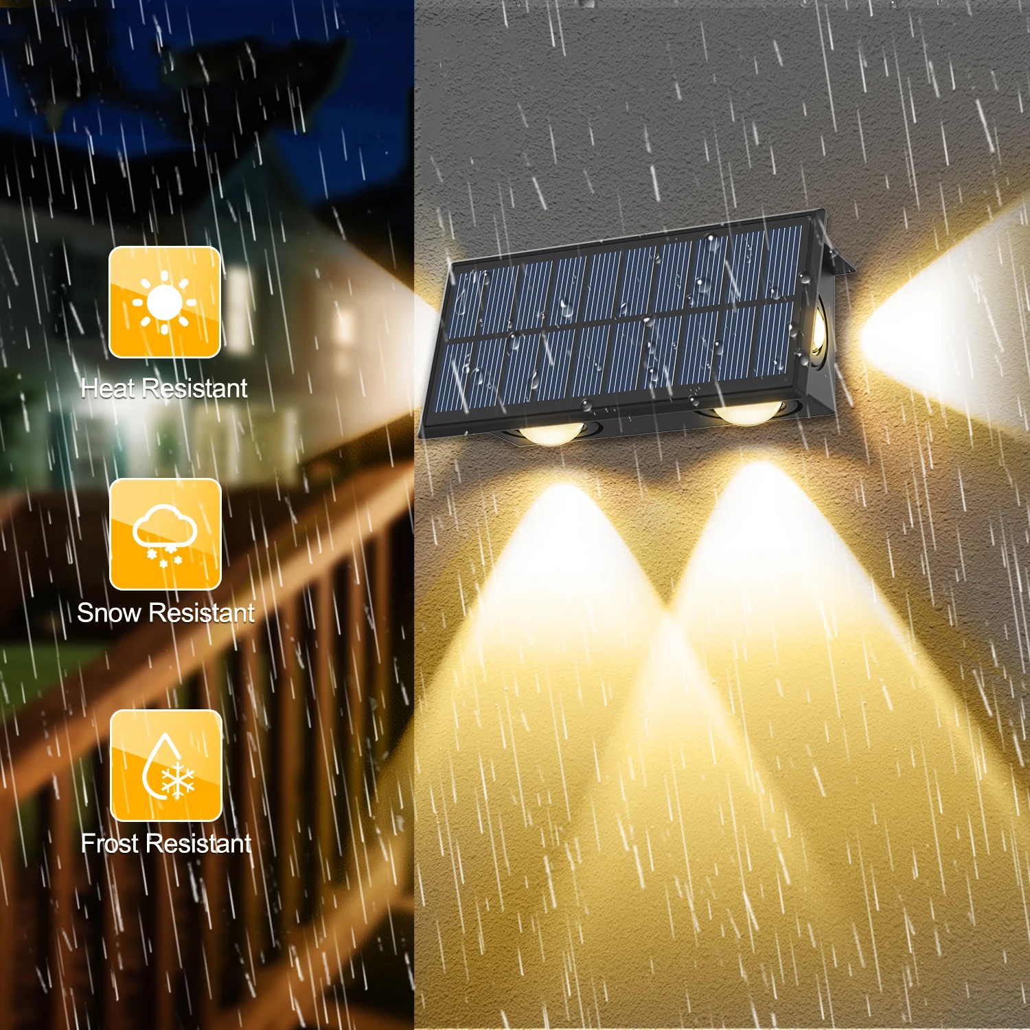 

1 шт. солнечные фонари, уличная атмосфера, настенный светильник вверх и вниз, управление светом для сада, двора, улицы, балкона, террасы, декор для кемпинга