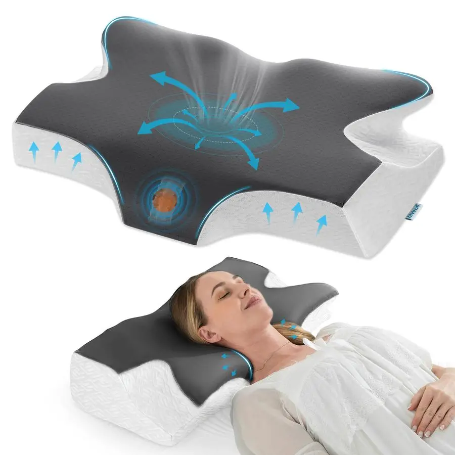 

Cervical Neck Pillow for Sleeping, Memory Foam Pillow for Neck Pain Relief, Side Sleeper Cooling Pillows for Adults, Neck Suppor