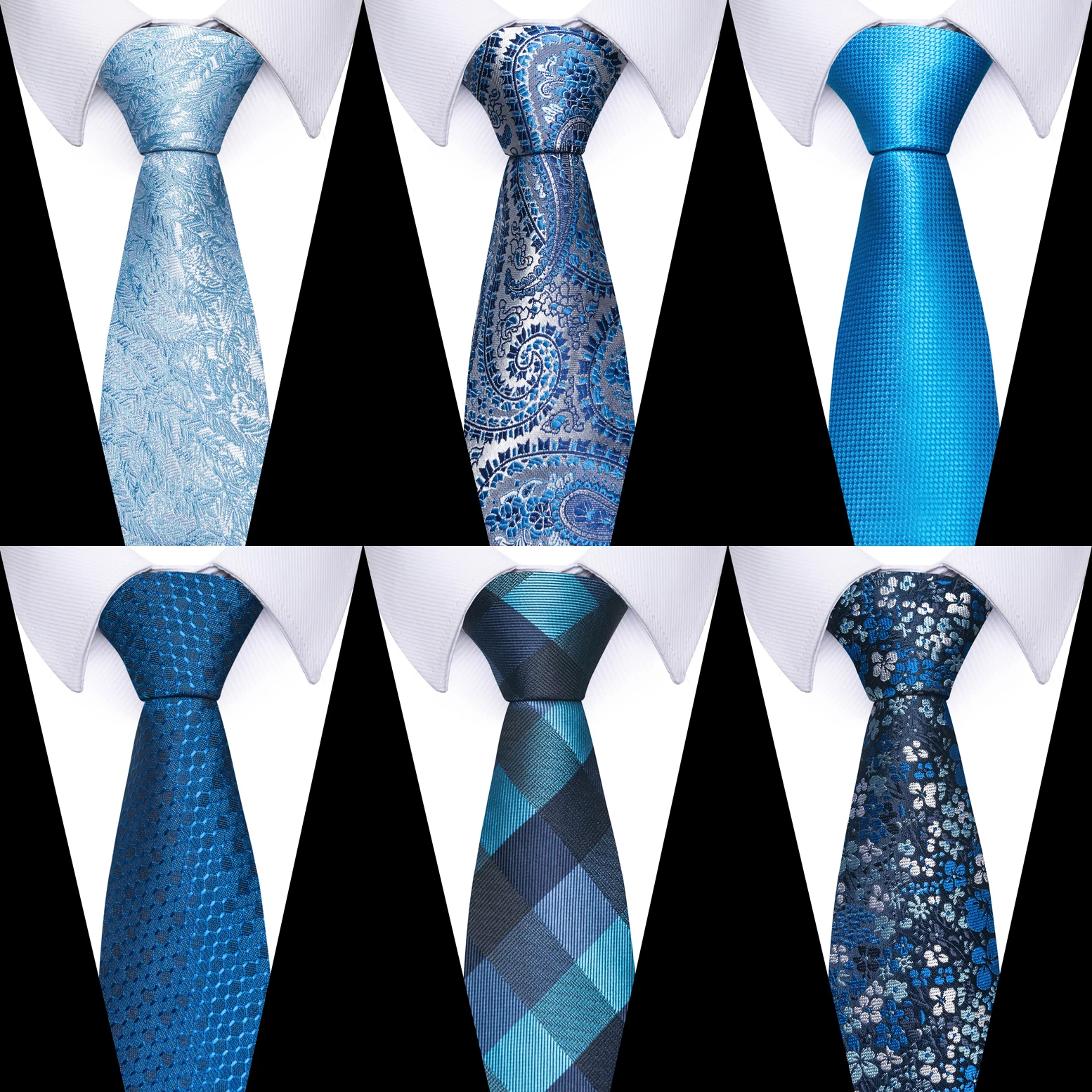 100% Silk Brand Blue Necktie Gravatas Wholesale 8 cm Woven Silk Tie Men Wedding Accessories Blue  Fit Workplace