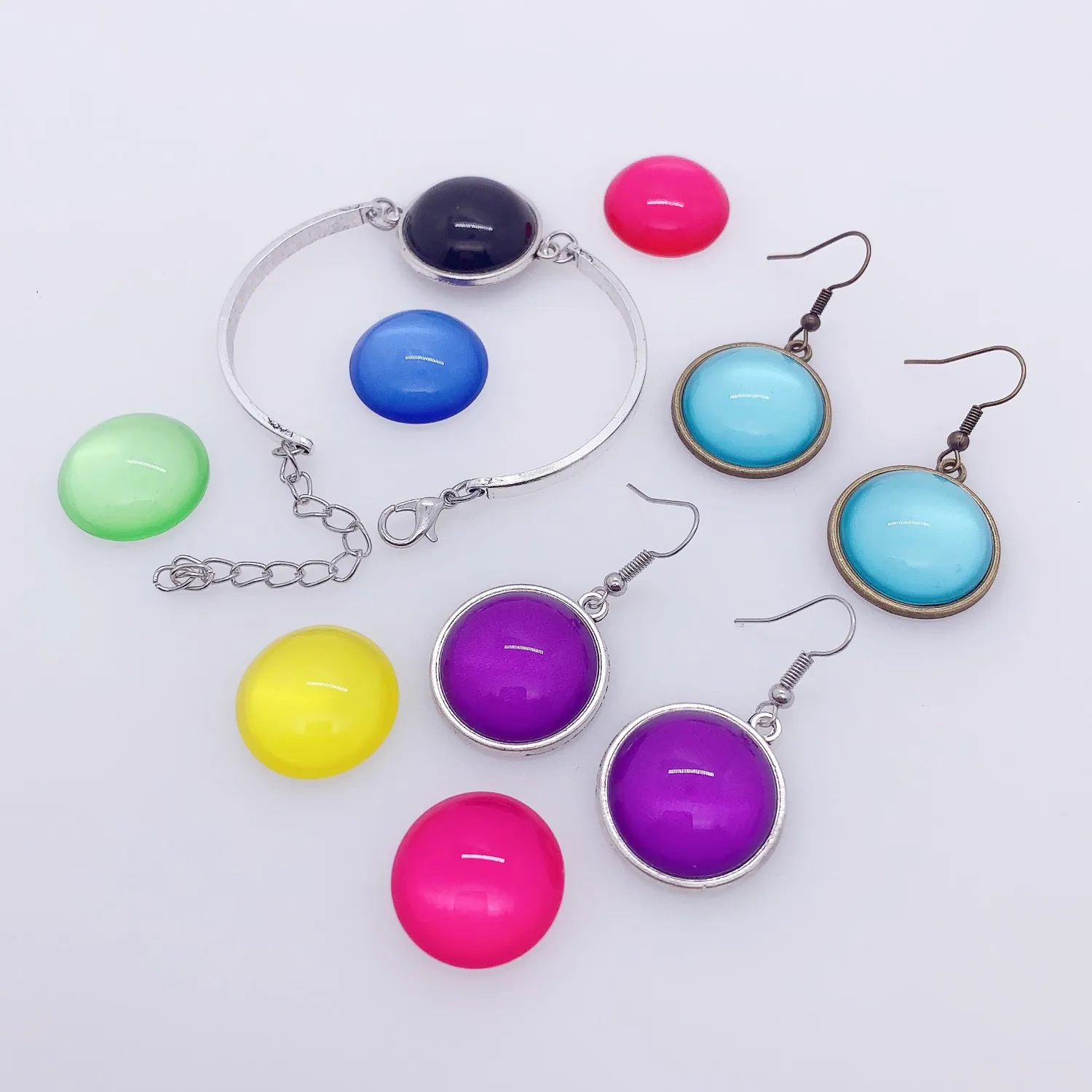 8 10 14 16 18 20 25 30mm Random Mixed Colorful Round Pattern Glass Cabochon Flatback Photo Dome Cameo by Pair