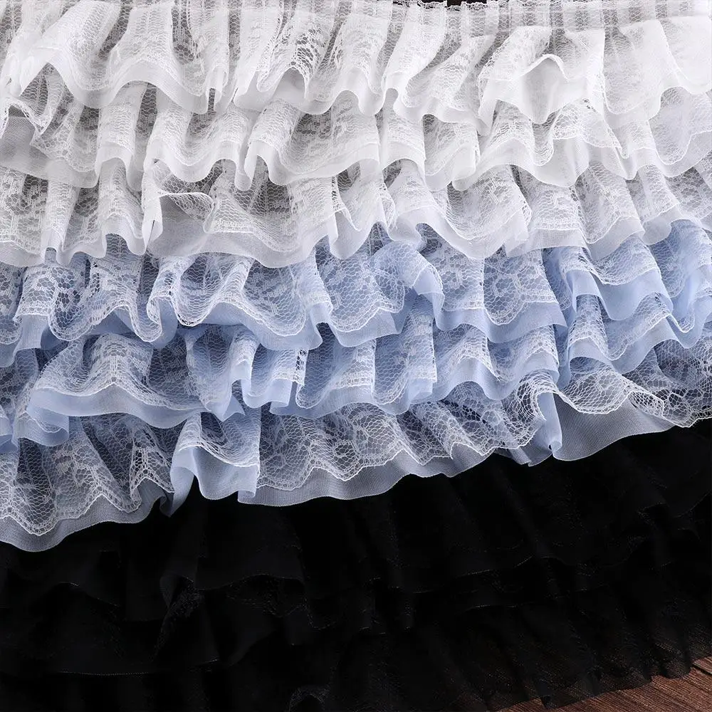 Applique Luxurious Pleated Mesh Chiffon Fabric Exquisite DIY Chiffon Edge Lace Tulle White Black Embroidery Collar Ribbon Party