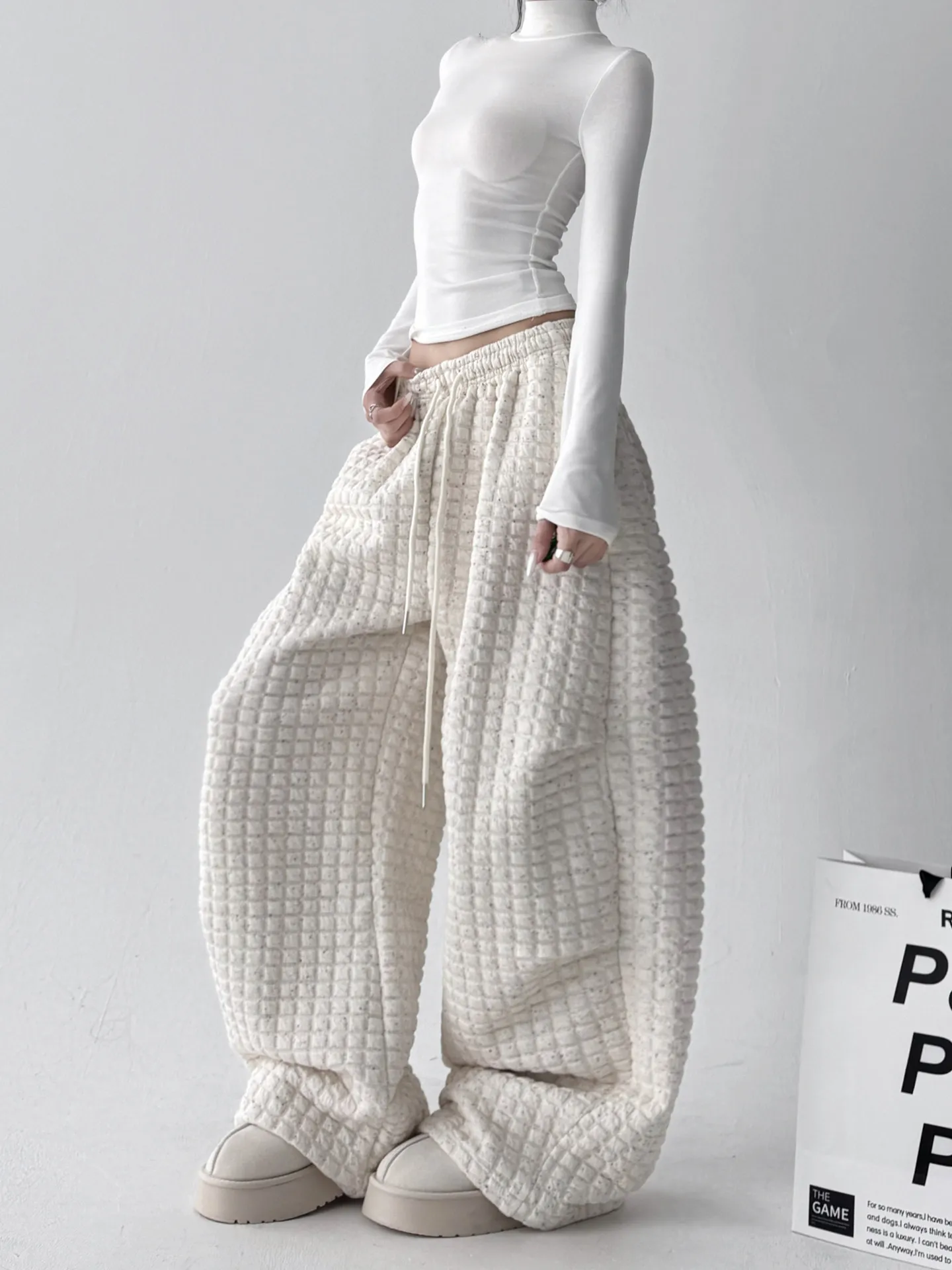 Women White Baggy Gothic Pants Harajuku Streetwear 90s High Waist Baggy Pants Y2k 2000s Pants Vintage Wide Trousers Clothes