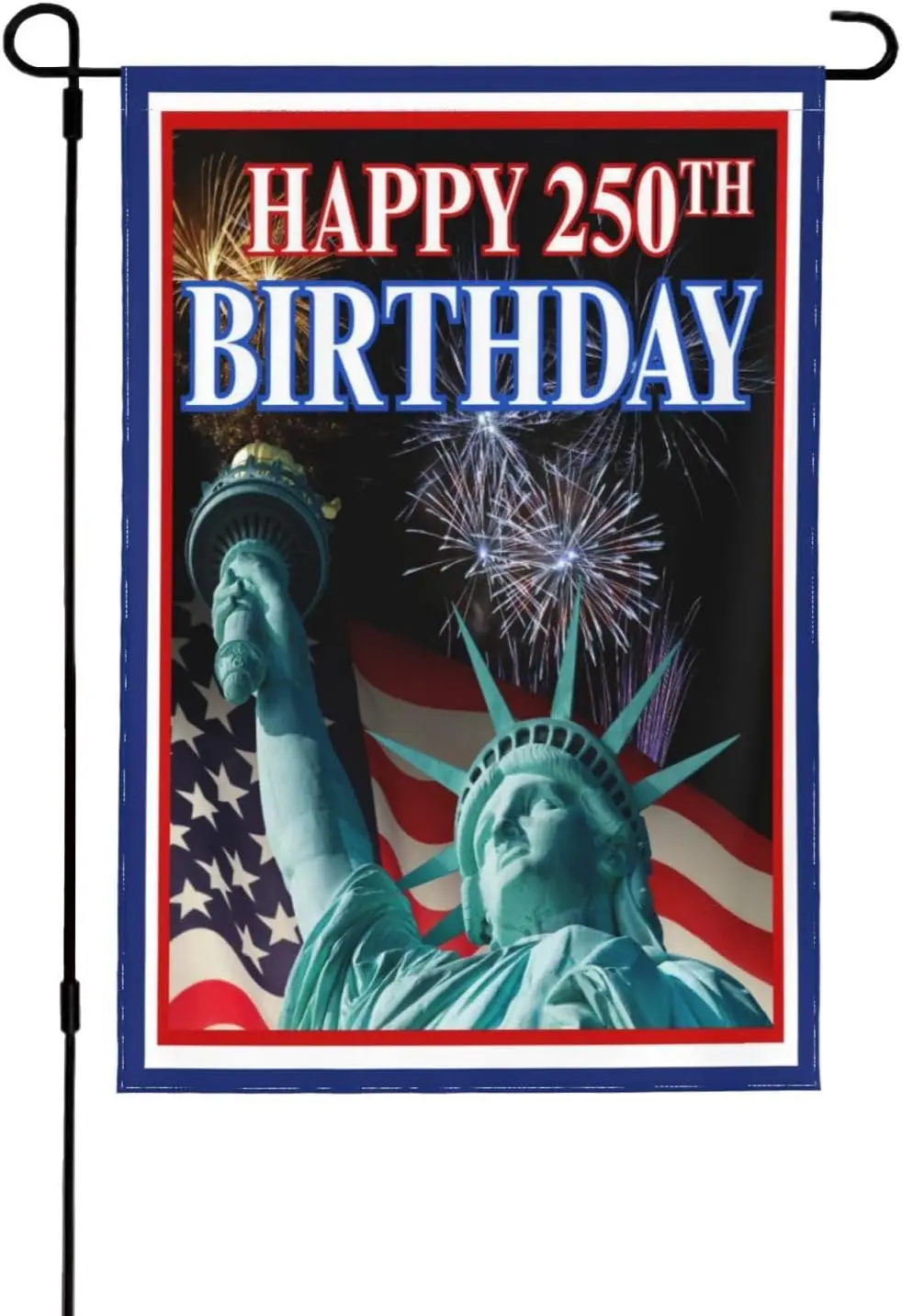 Happy Birthday Usa flag 250th Anniversary Patriotic 1776 2026 12x18 Inches Double Sided Garden Flags Yard Banner No Flagpole IIC