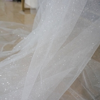 300CM Wide Glitters Tulle Lace Fabric Textile Fabric Glitters Off White with Silvery Color Wedding