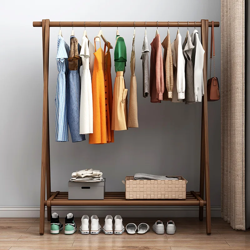 Floor-to-ceiling bedroom simple household solid wood door, clothes drying shoe rack integrated