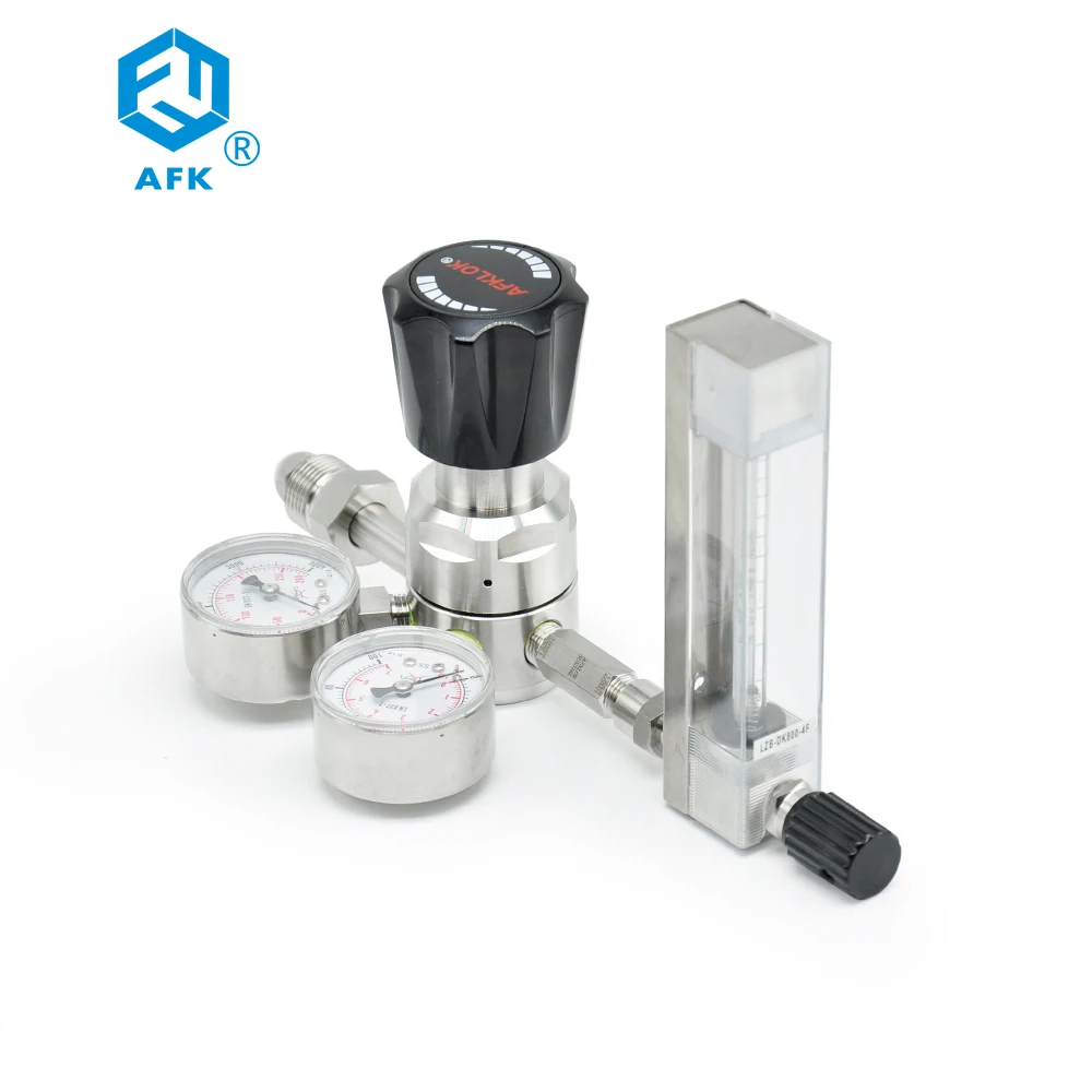 

4000psi Inlet 100psi Outlet Helium Ammonia Gas Pressure Regulator With Flowmeter In 1L/min