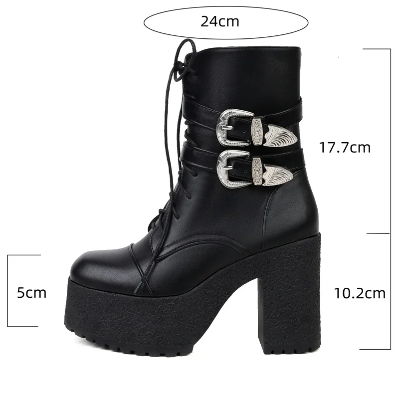 

YMECHIC 2025/панк толстые непромокаемые военные боевые ботильоны, женская обувь на платформе, ультра-высоком каблуке, двухрядный ремень, женская обувь