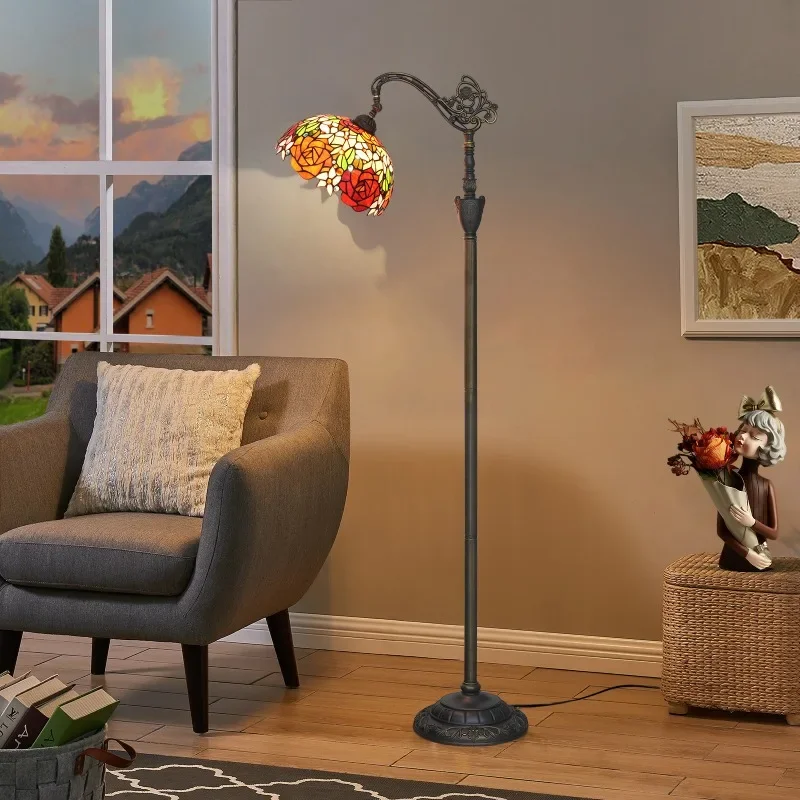 Paralume in vetro colorato a mano rosa bicolore rosso e arancione da 12 pollici in stile veneziano romantico Tiffany