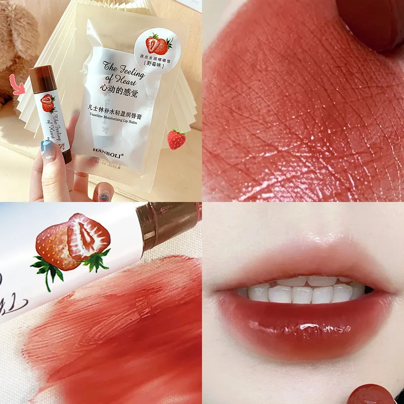 Bálsamo labial colorido Hanboli, Bálsamo labial hidratante, Linhas finas, Batom fresco e leve, Fino e hidratante, Bálsamo labial