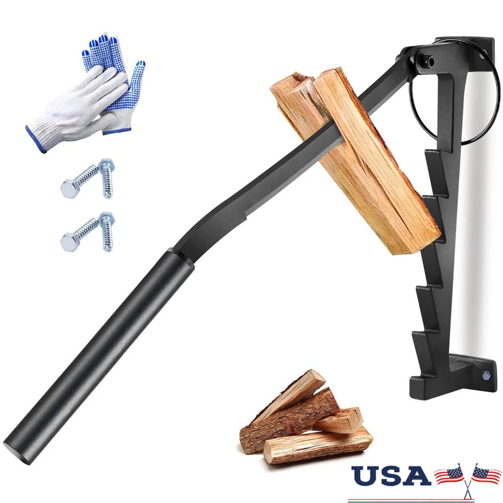 Wall Mounted Wood Splitter Manual Firewood Kindling Splitter Outdoor Indoor High Carbon Steel Splitting Sword Labor-Saving