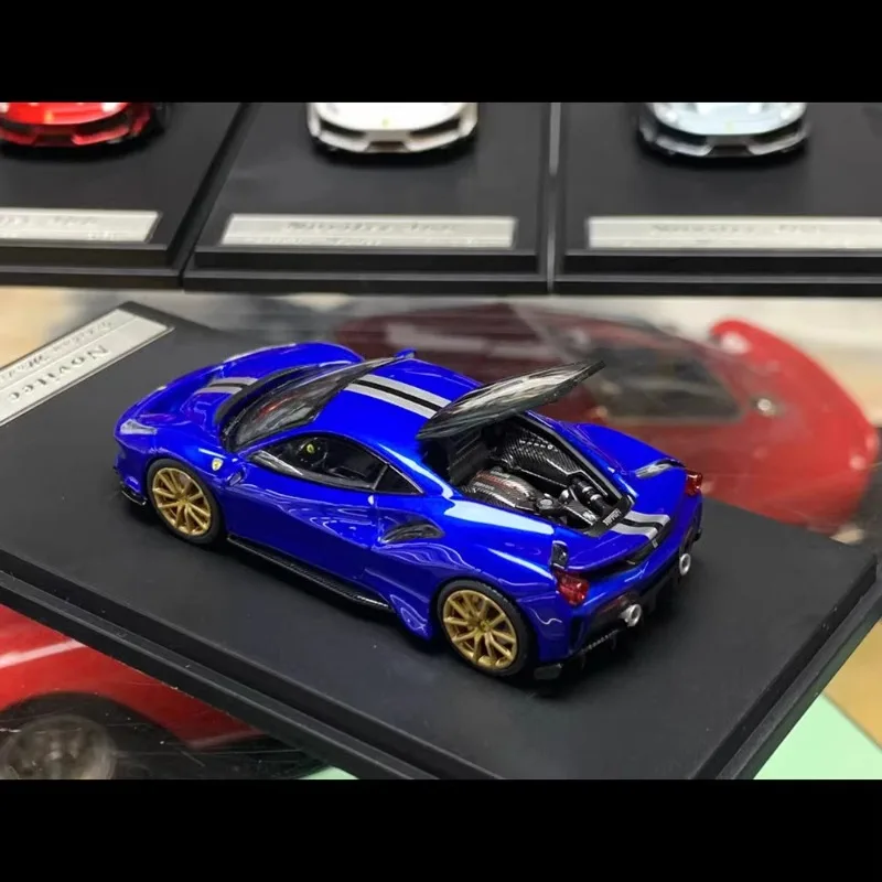 Ferrari 488 Diecast Car Model, Escala 1:64 Carro esportivo, Simulação de liga, Ferrari Openable Vehicle, Ornamentos colecionáveis