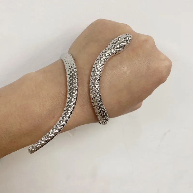

Серебряный браслет-змейка для женщин, винтажный, в стиле хип-хоп, готический, открытый браслет, модные украшения, праздничный подарок