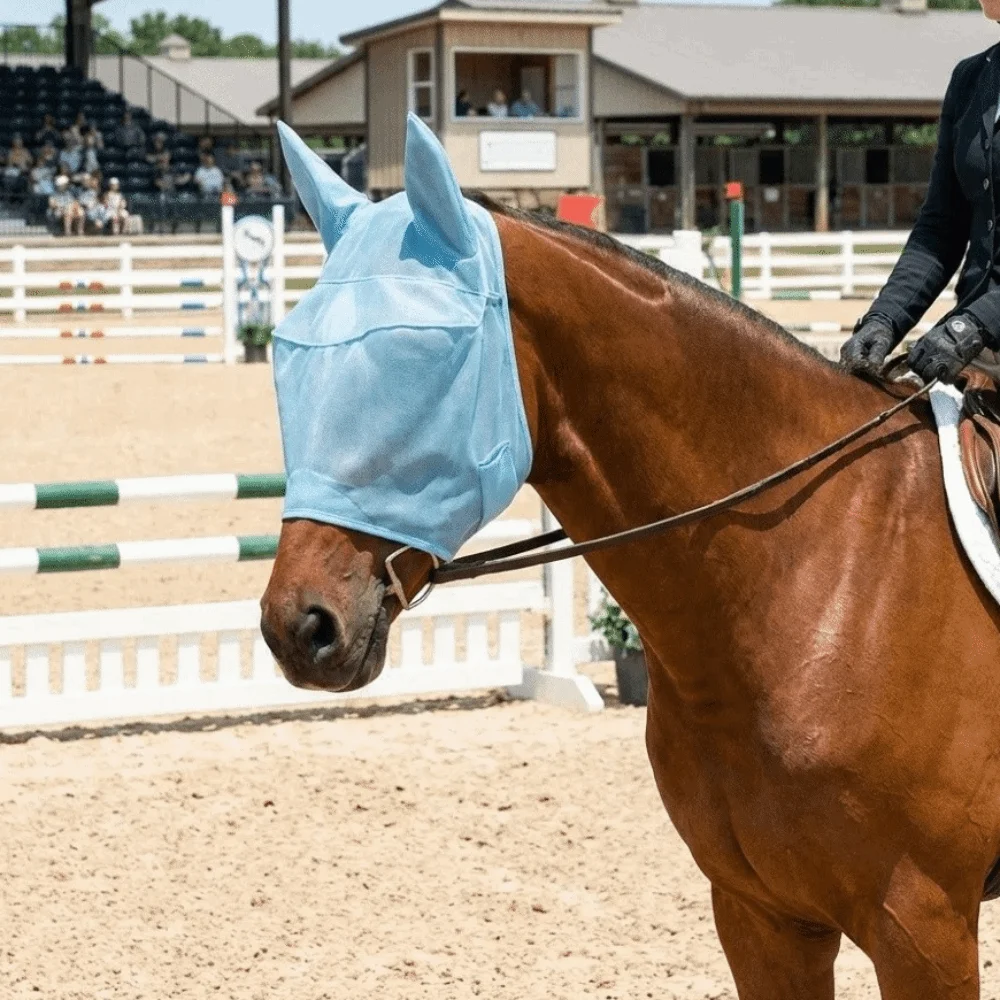 Breathable Mesh Horse Fly Mask Anti-Mosquito Sunshade Horse Mask Lightweight Fly Bite Protection Horse Hood Four Season